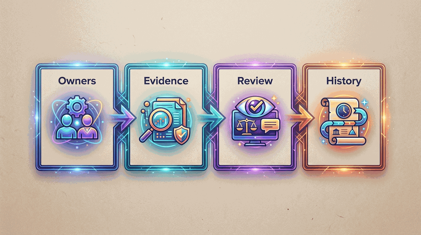 A governance foundation built on owners, evidence, review, and history