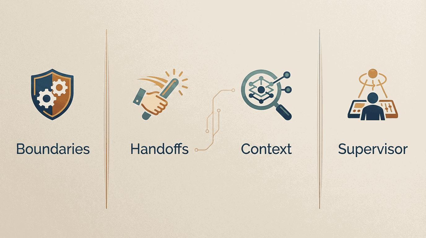 Four reliability foundations for multi-agent systems: boundaries, handoffs, context, and supervisor